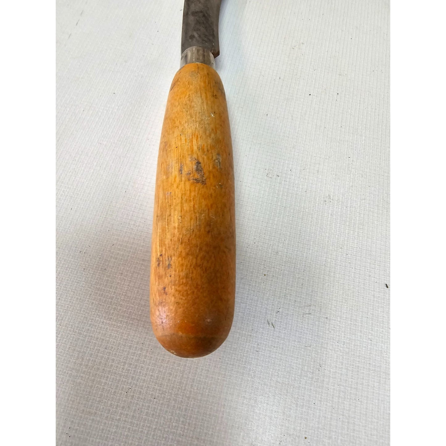 Vintage USA Linoleum Knife – Curved Blade, Wood Handle