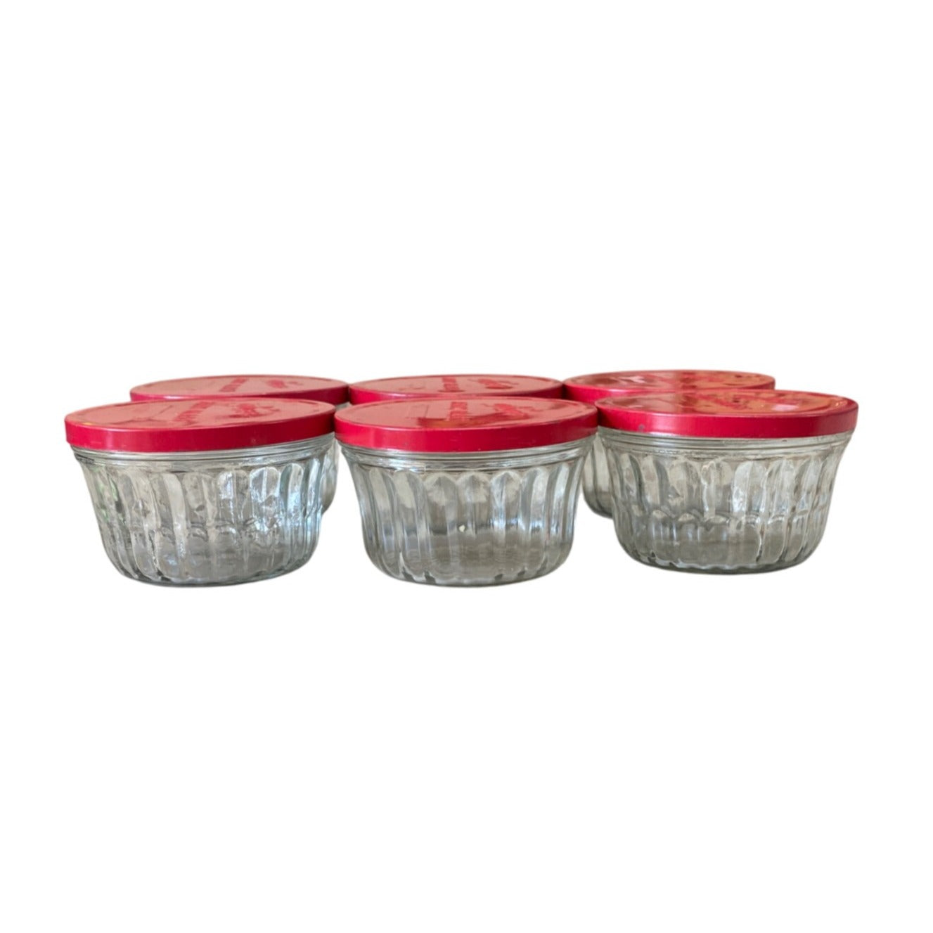 Kerr Jelly Jars Red Metal Lids Lot 6