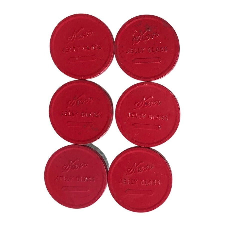 Kerr Jelly Jars Red Metal Lids Lot 6
