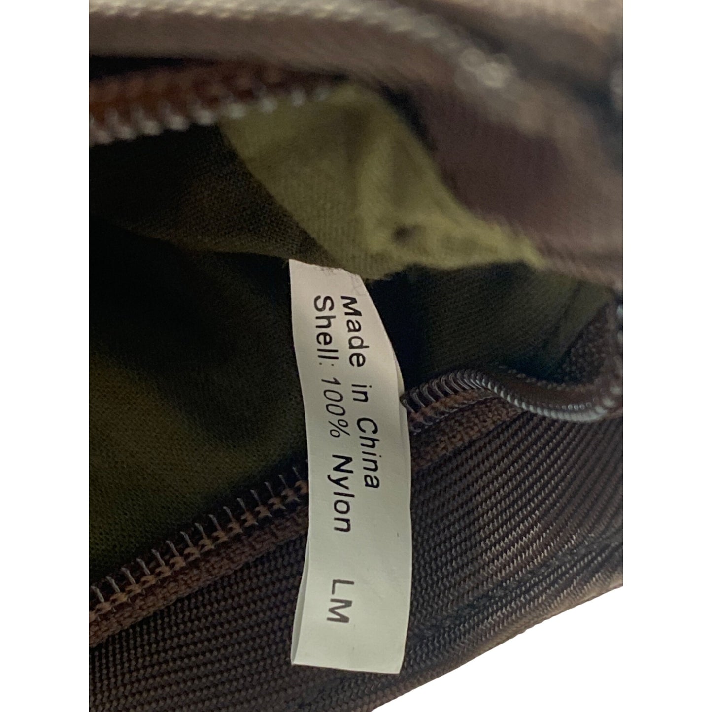 Vintage Avon Brown Nylon Shoulder Bag Or Bamboo Handle & Zippered Interior Pocket