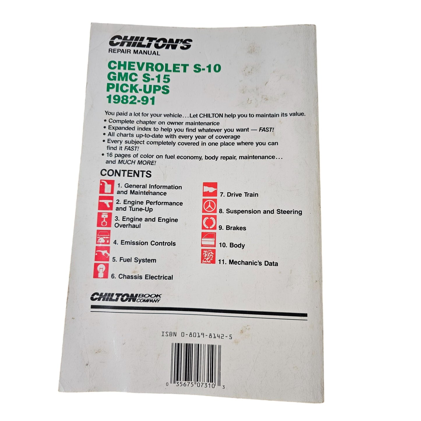 Chiltons Repair Manual Chevrolet S-10 GMC S-15 Pick-Ups 1982-91 16 Pages Full Color Comprehensive Guide