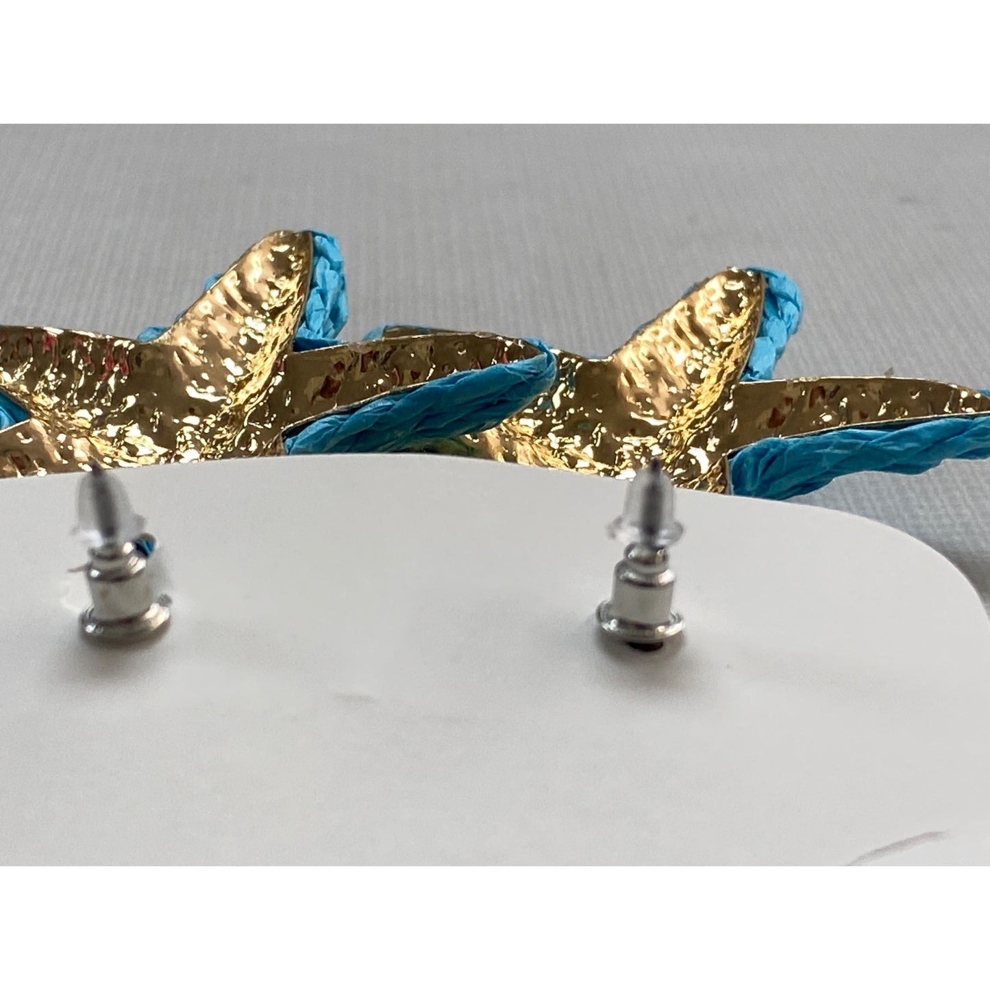 SZF Raffia & Gold Starfish Dangle Earrings