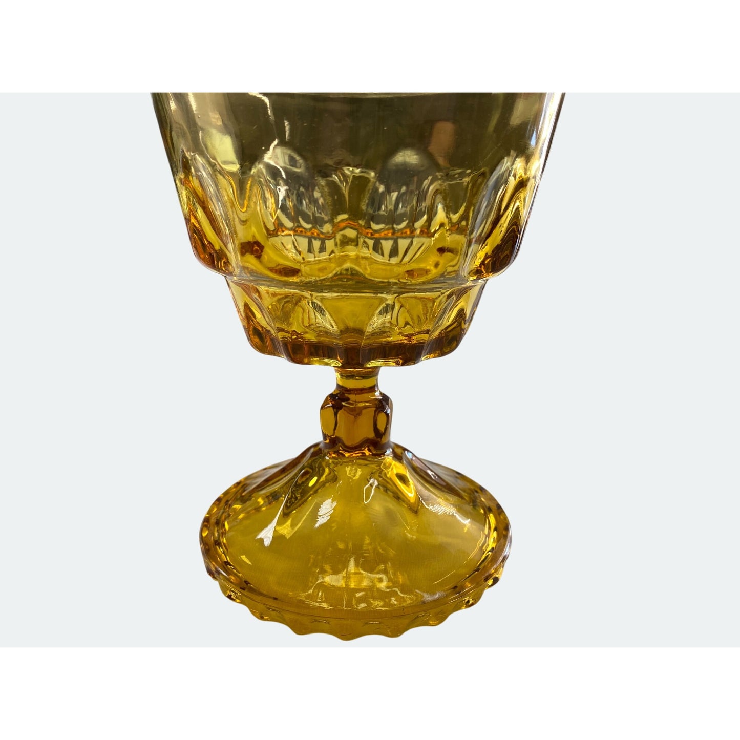 Amber Glass Compote Thumprint Pattern & Pedestal Base