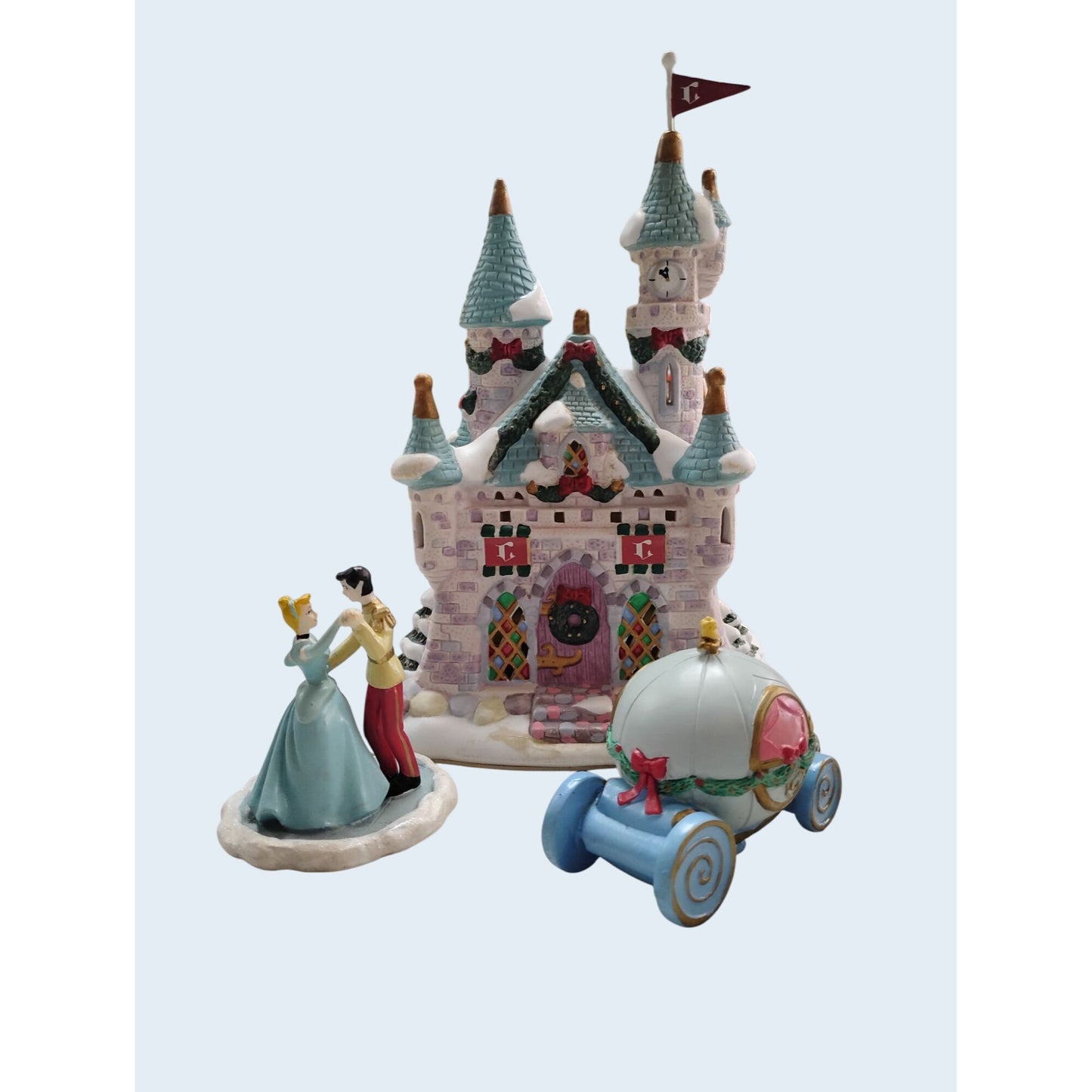 Disney Cinderella Castle Figurine Set W/ Prince & Cinderella Dance + Carriage Collectibles