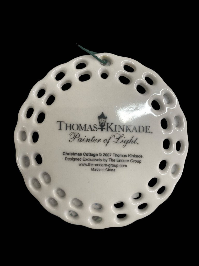 Thomas Kinkaid Christmas Cottage Orniment 3" diameter