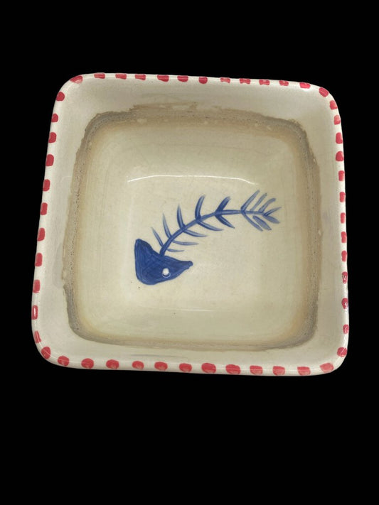 Hand Painted Ceramic "Charlie" Pet Dish 2.5"H x 5"Wx 5"D