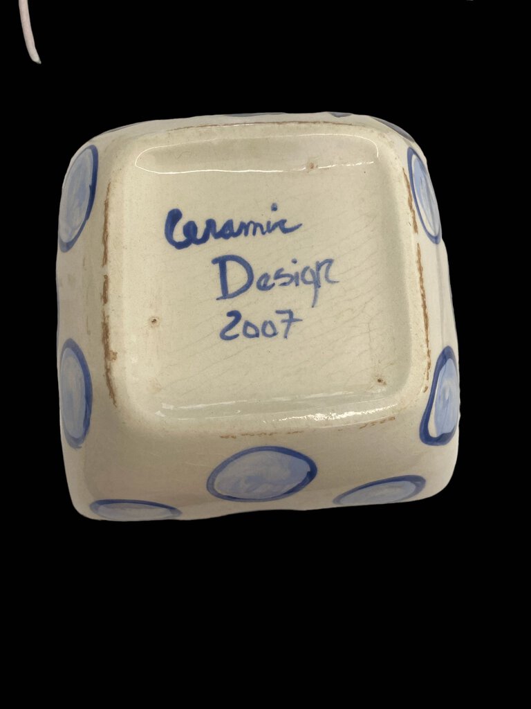 Hand Painted Ceramic "Charlie" Pet Dish 2.5"H x 5"Wx 5"D