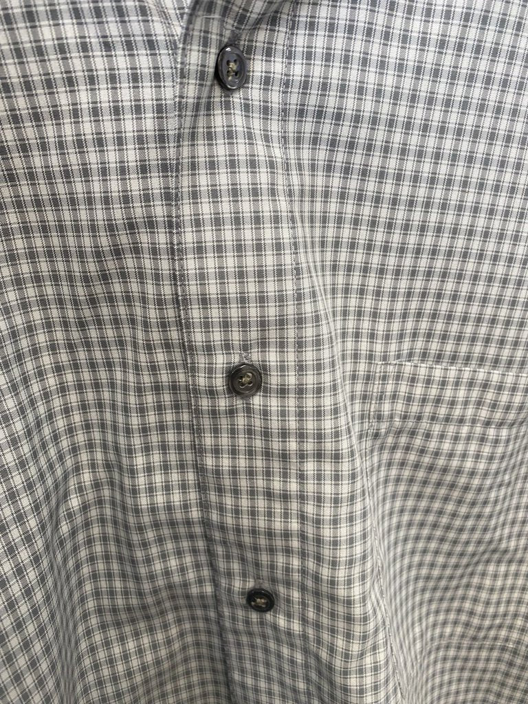 Men's Gray Checked Button Up Dress Shirt Size XL