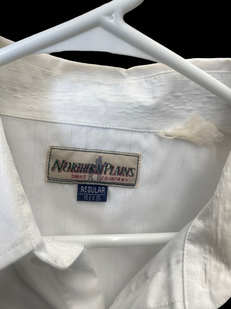 Northern Plains White Pearl Snap Dress Shirt Men Size L 16.5 x 35