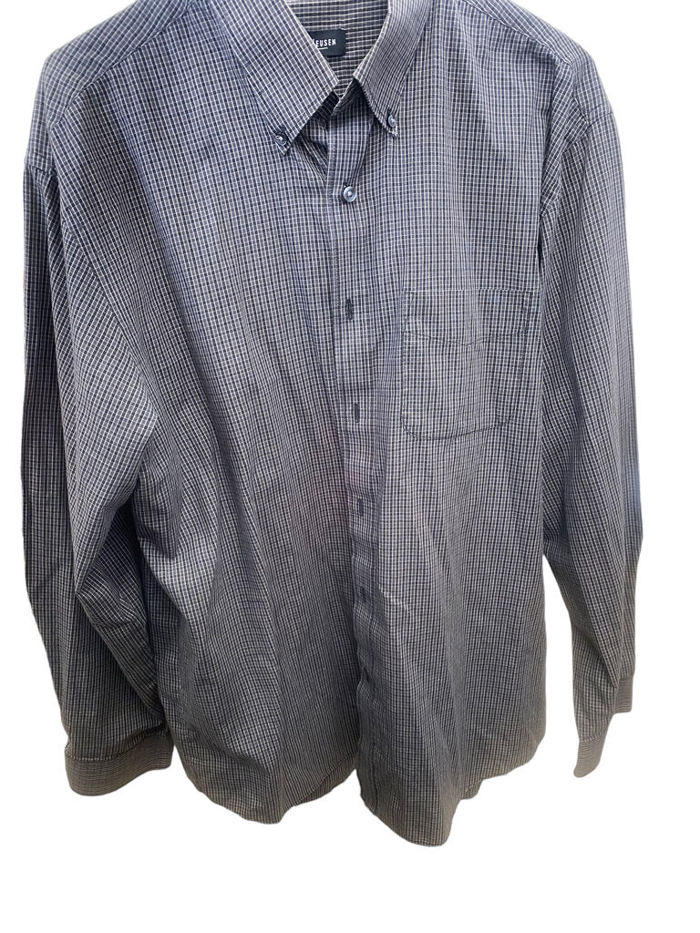 Van Heusen Men's Long-Sleeved Button-Down Dress Shirt Gray Size Large