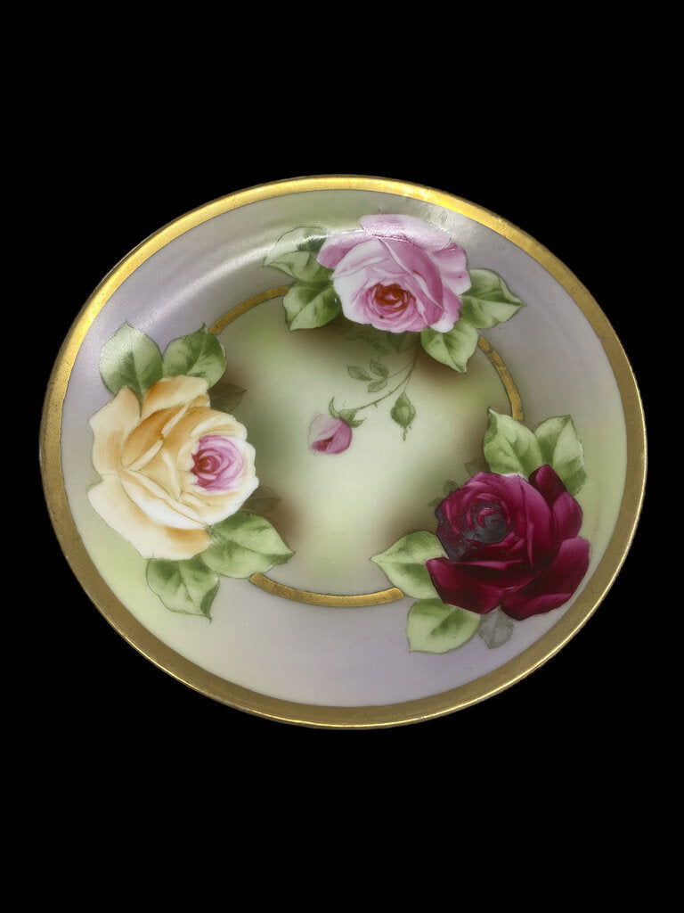 Vintage 6" Royal Munich Pink Rose Porcelin Plate Gold Rimmed
