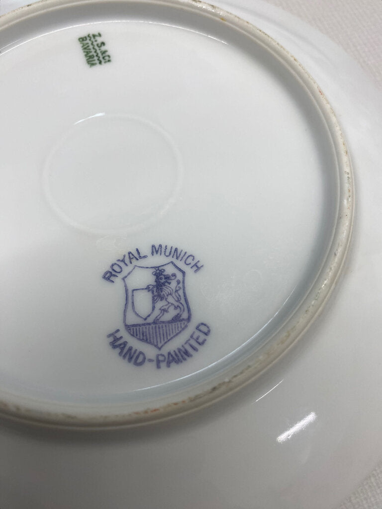 Vintage 6" Royal Munich Pink Rose Porcelin Plate Gold Rimmed