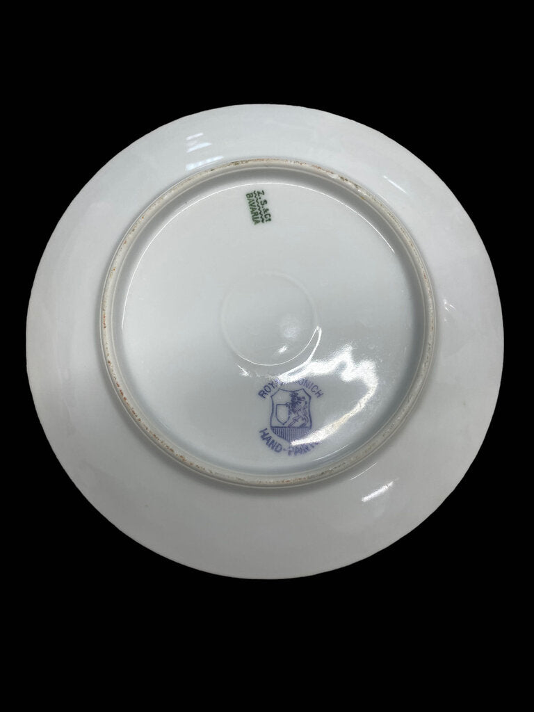 Vintage 6" Royal Munich Pink Rose Porcelin Plate Gold Rimmed