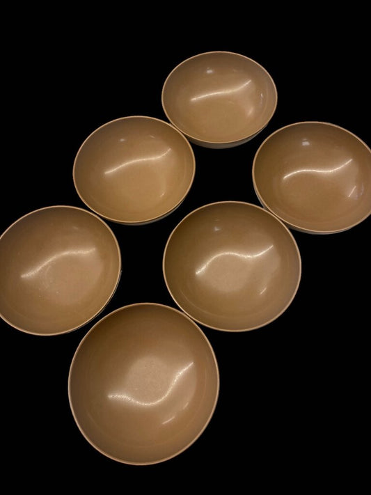 Vintage Prolon Melamine Bowls # 7415 Dinnerware Moca Brown Set 6