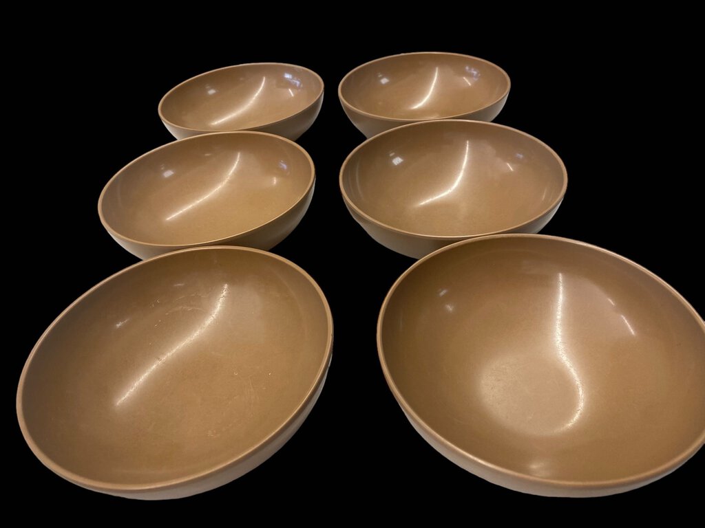 Vintage Prolon Melamine Bowls # 7415 Dinnerware Moca Brown Set 6