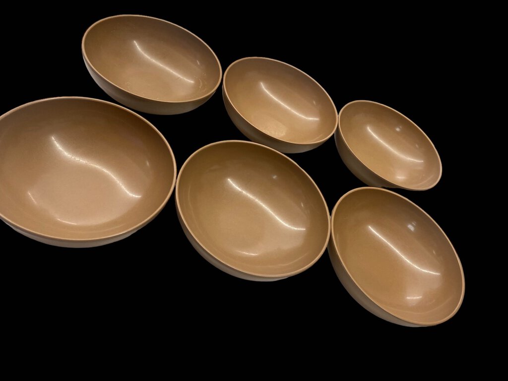 Vintage Prolon Melamine Bowls # 7415 Dinnerware Moca Brown Set 6