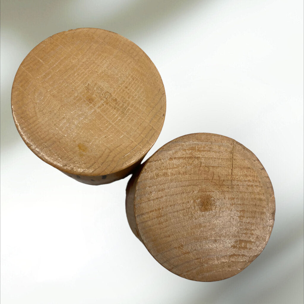 Vintage Set of 2 Hand painted Wood Egg Cups