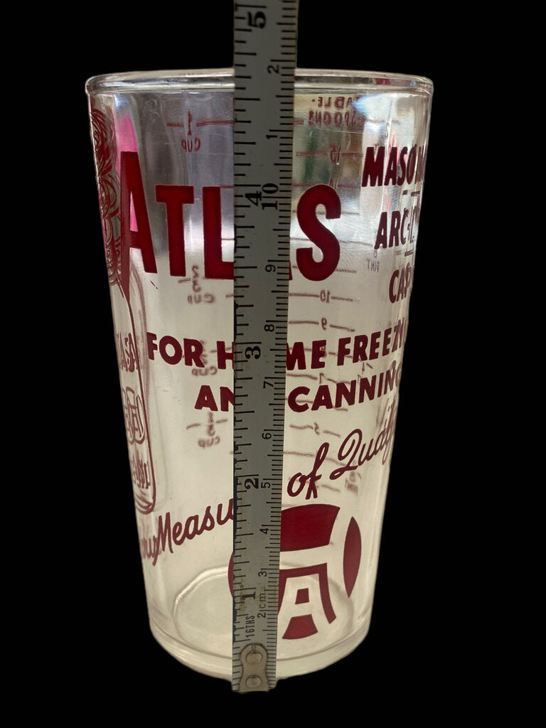 Vintage 1930's Atlas Mason Jar Advertising Measuring Cup
