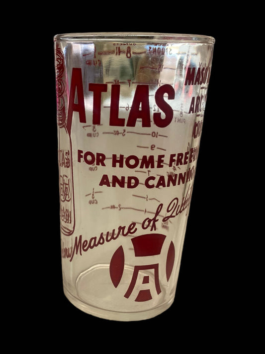 Vintage 1930's Atlas Mason Jar Advertising Measuring Cup
