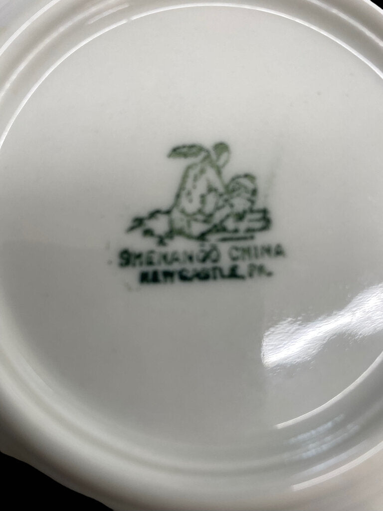 Vintage Shenango China Green Restaurant Stripes Saucer Plate Set of 2