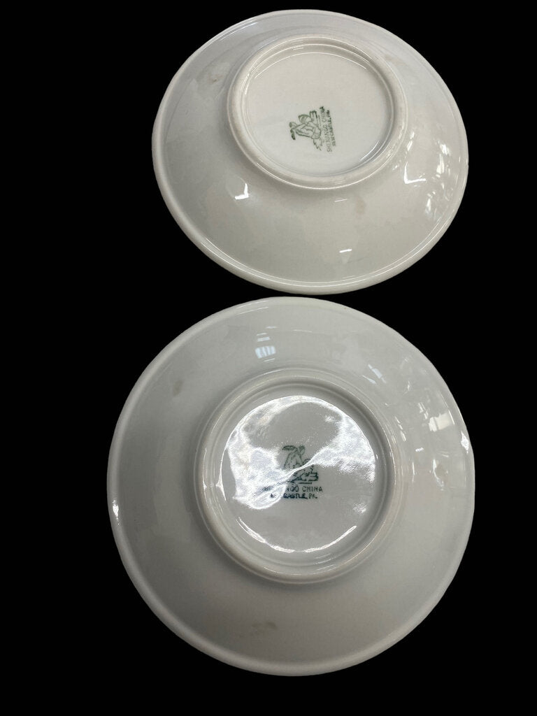 Vintage Shenango China Green Restaurant Stripes Saucer Plate Set of 2