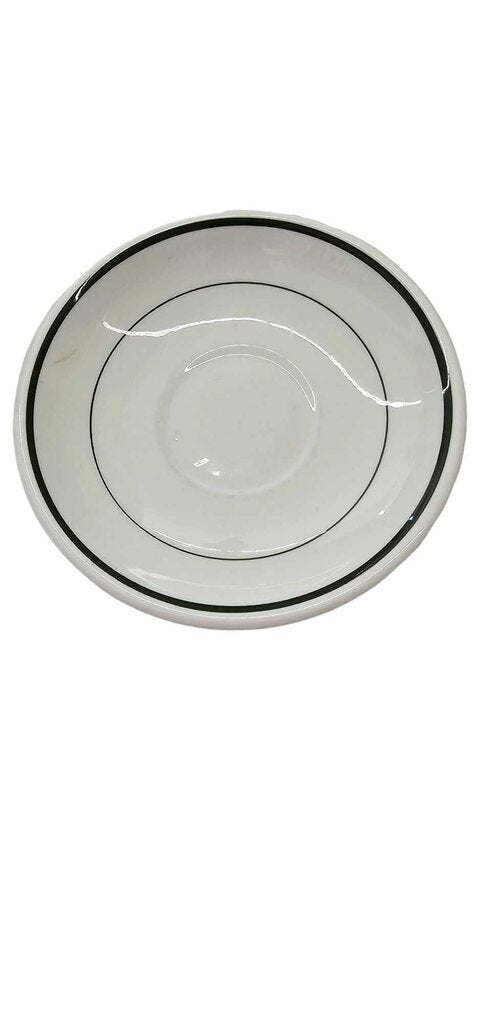 Vintage Shenango China Green Restaurant Stripes Saucer Plate Set of 2