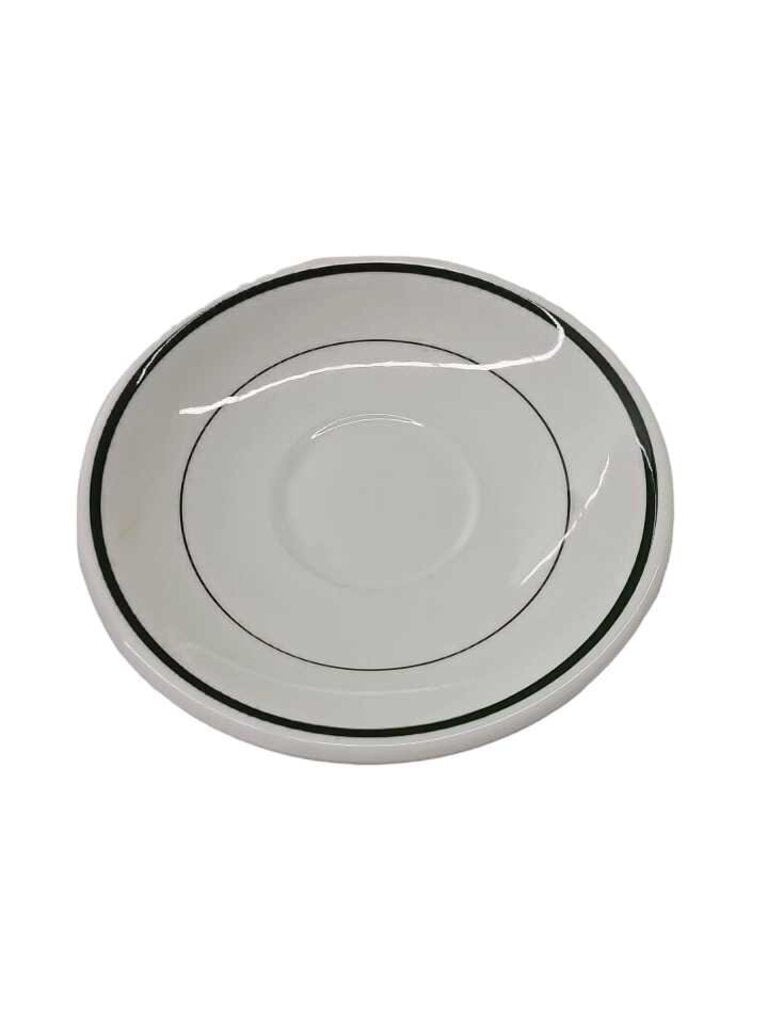 Vintage Shenango China Green Restaurant Stripes Saucer Plate Set of 2