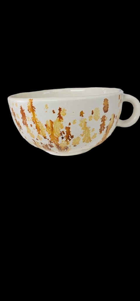 Drip Glaze Ceramic Coffee Soup Mug Cup Vintage 1974 Burnt Orange Handmade