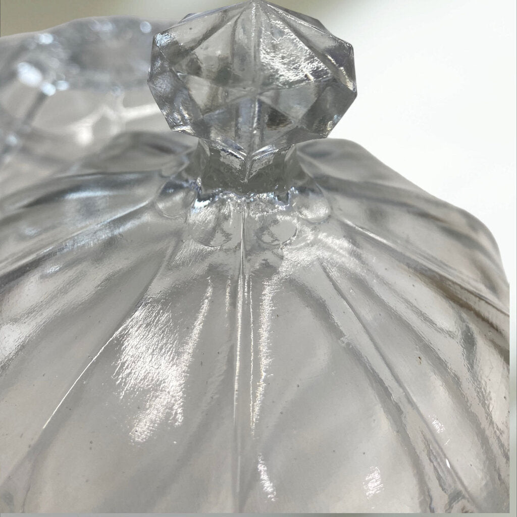 Vintage Clear Pressed Glass Covered Butter, Cheese, Candy Dish