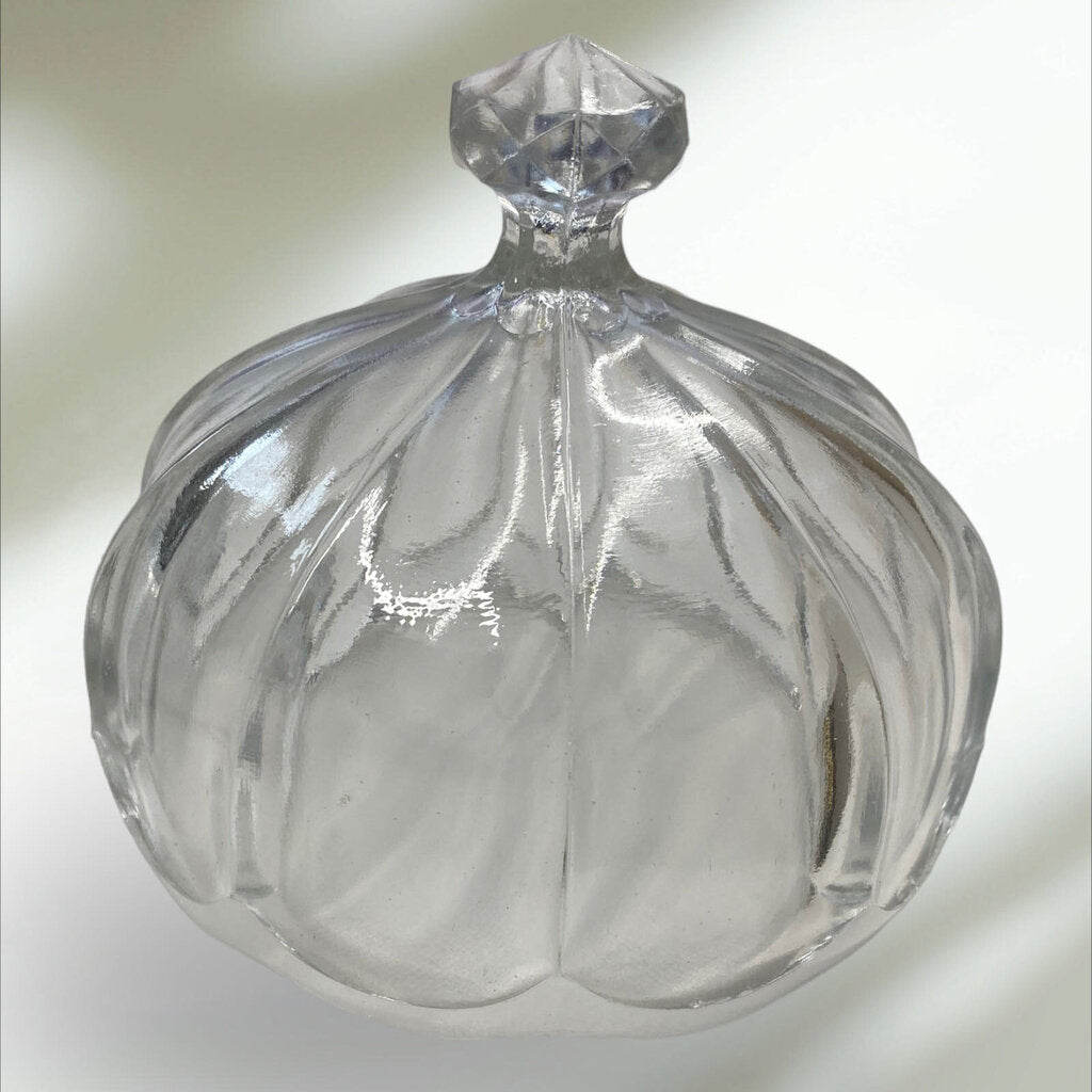 Vintage Clear Pressed Glass Covered Butter, Cheese, Candy Dish