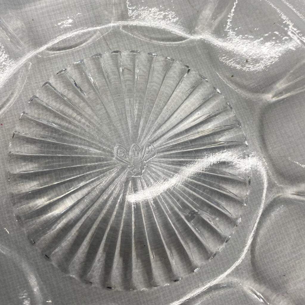 Vintage Clear Pressed Glass Covered Butter, Cheese, Candy Dish