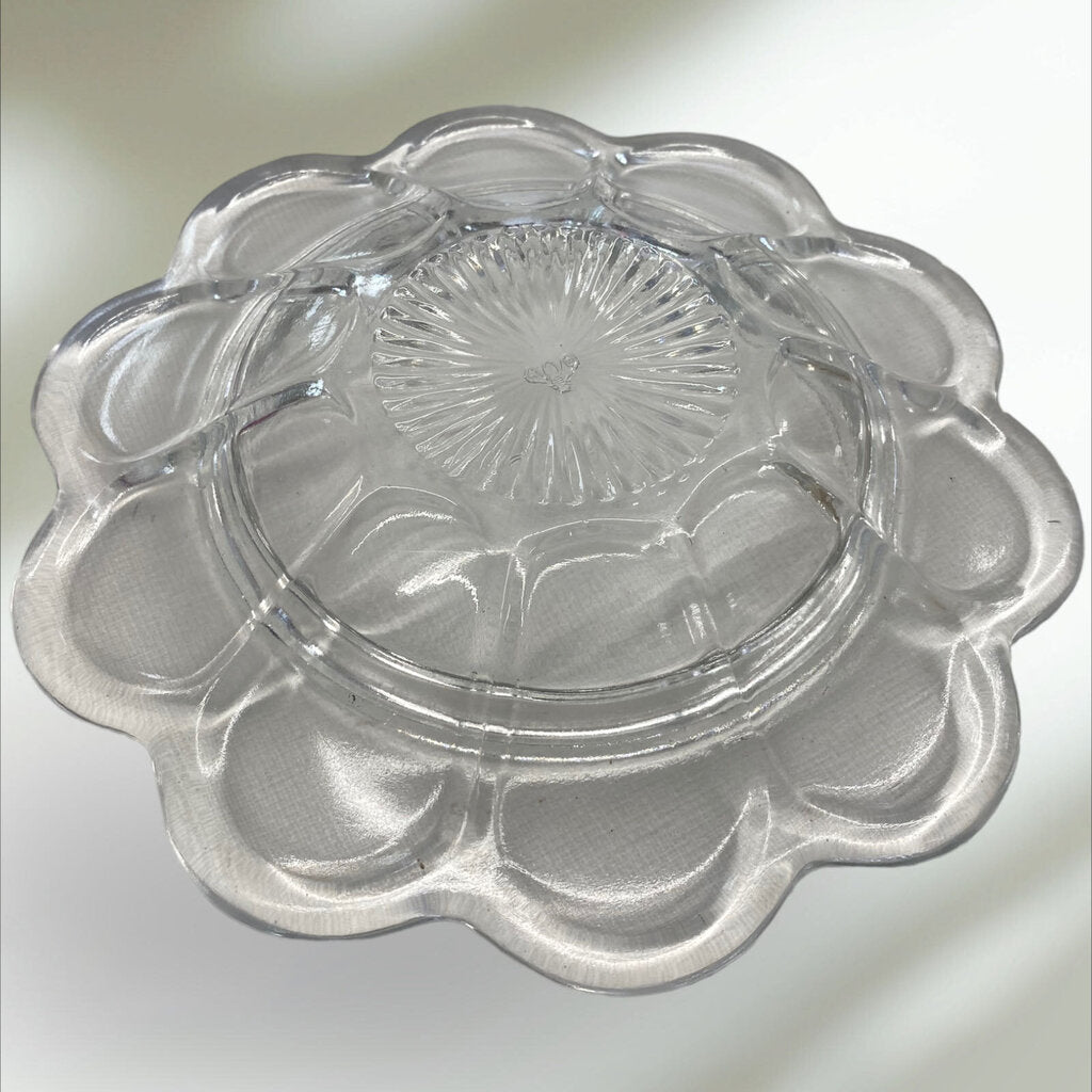 Vintage Clear Pressed Glass Covered Butter, Cheese, Candy Dish