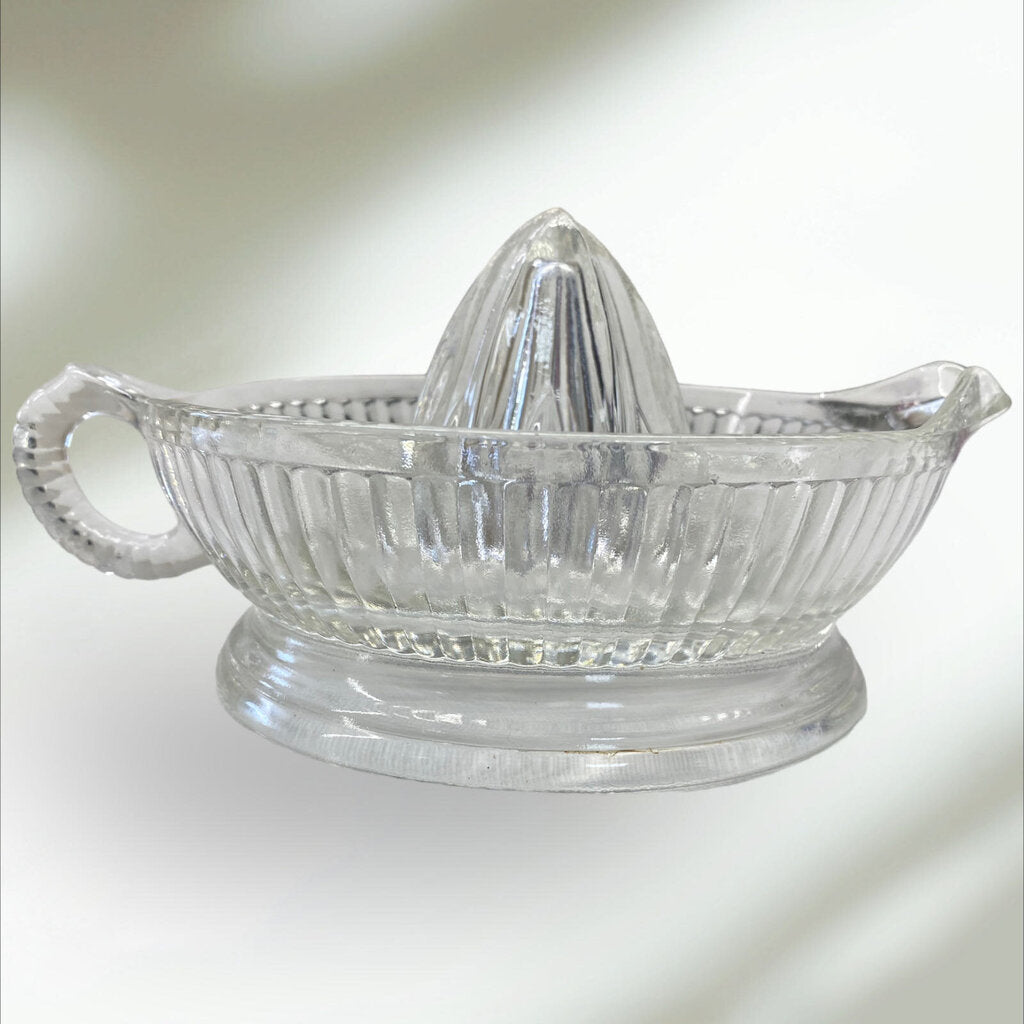 Vintage Clear Ribbed Glass Citrus Juicer