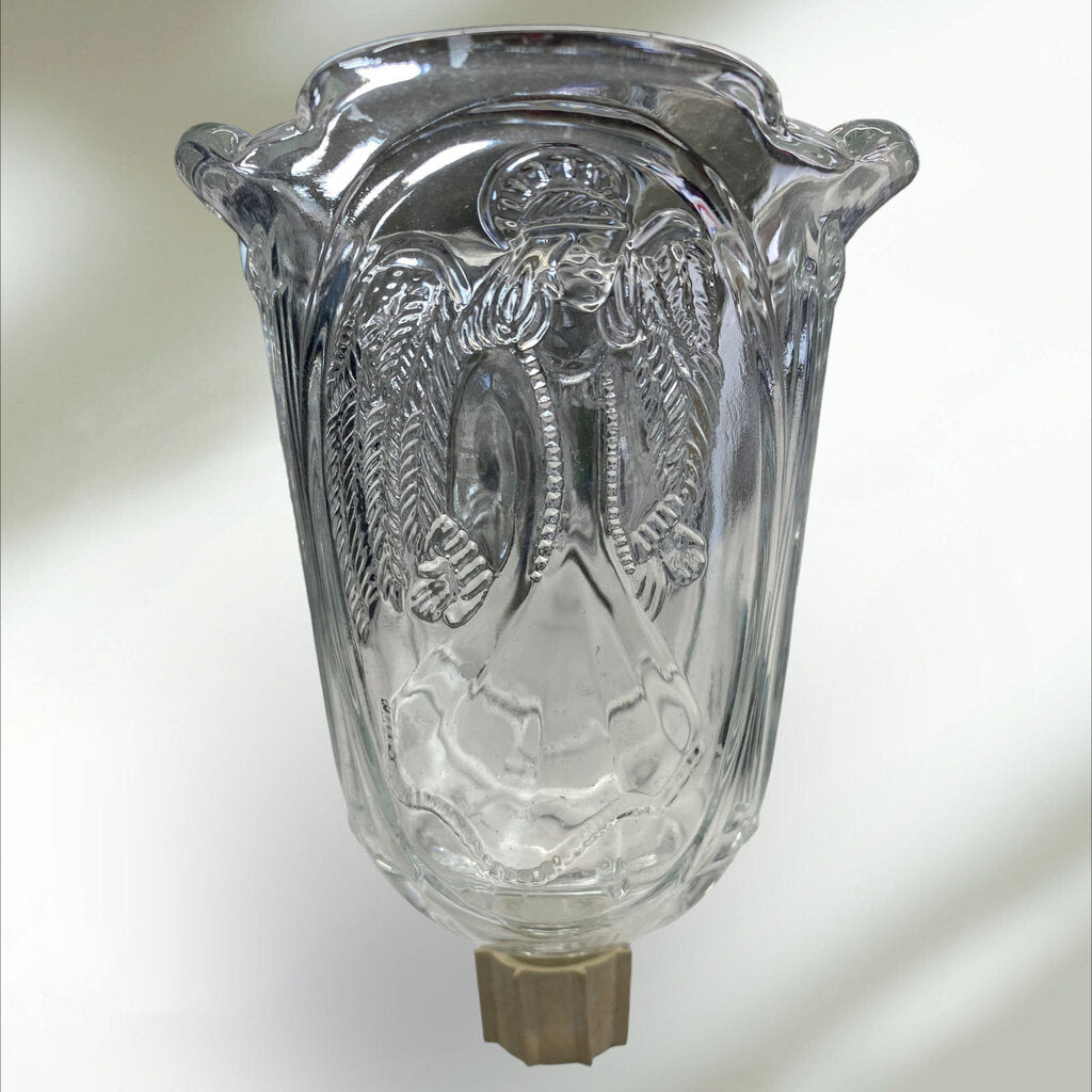 Vintage Homco Glass Embossed Angel Votive Cup Peg Candle Holder Sconce