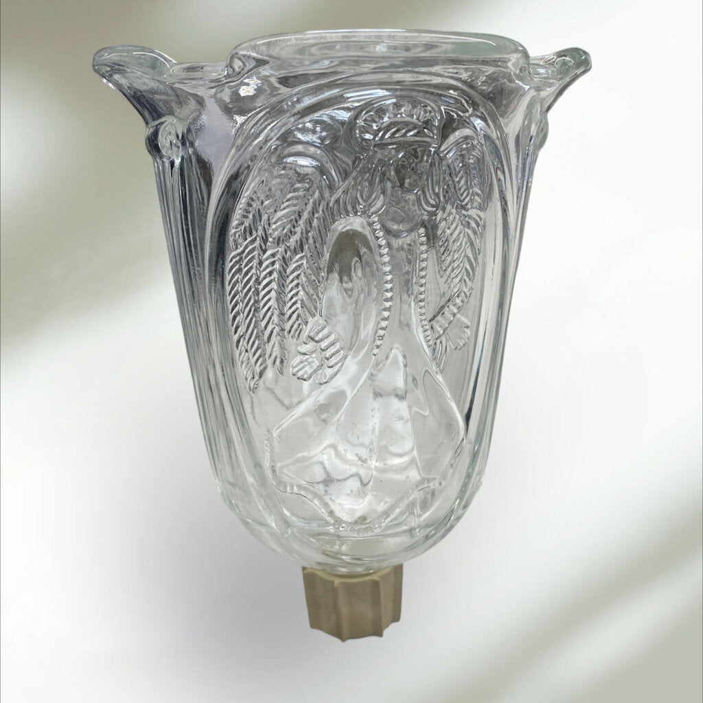 Vintage Homco Glass Embossed Angel Votive Cup Peg Candle Holder Sconce