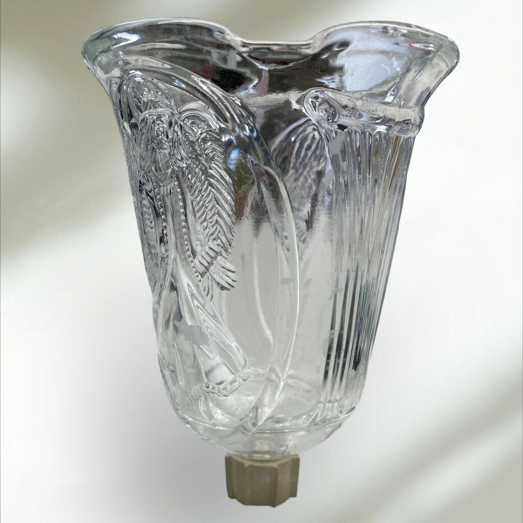 Vintage Homco Glass Embossed Angel Votive Cup Peg Candle Holder Sconce