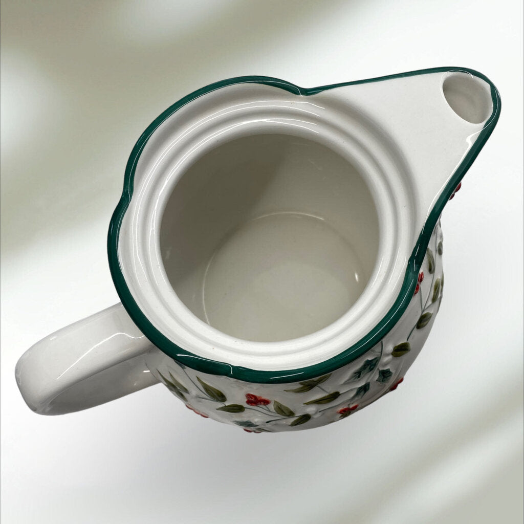 Pfaltzgraff Winterberry Personal Ceramic Clay Tea Pot & Infuser