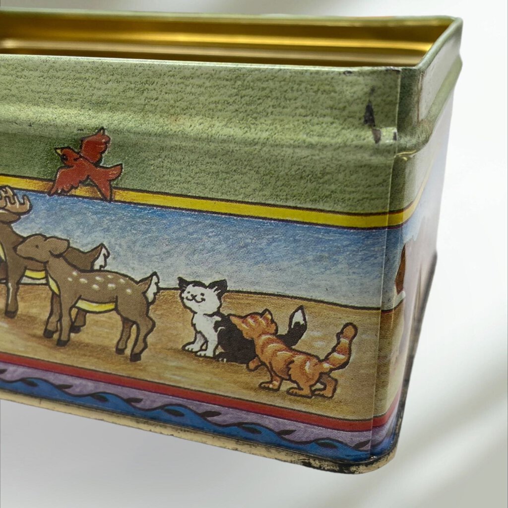 VINTAGE 1984 Mary Engelbreit Noah's Ark Tin Storage Container Box