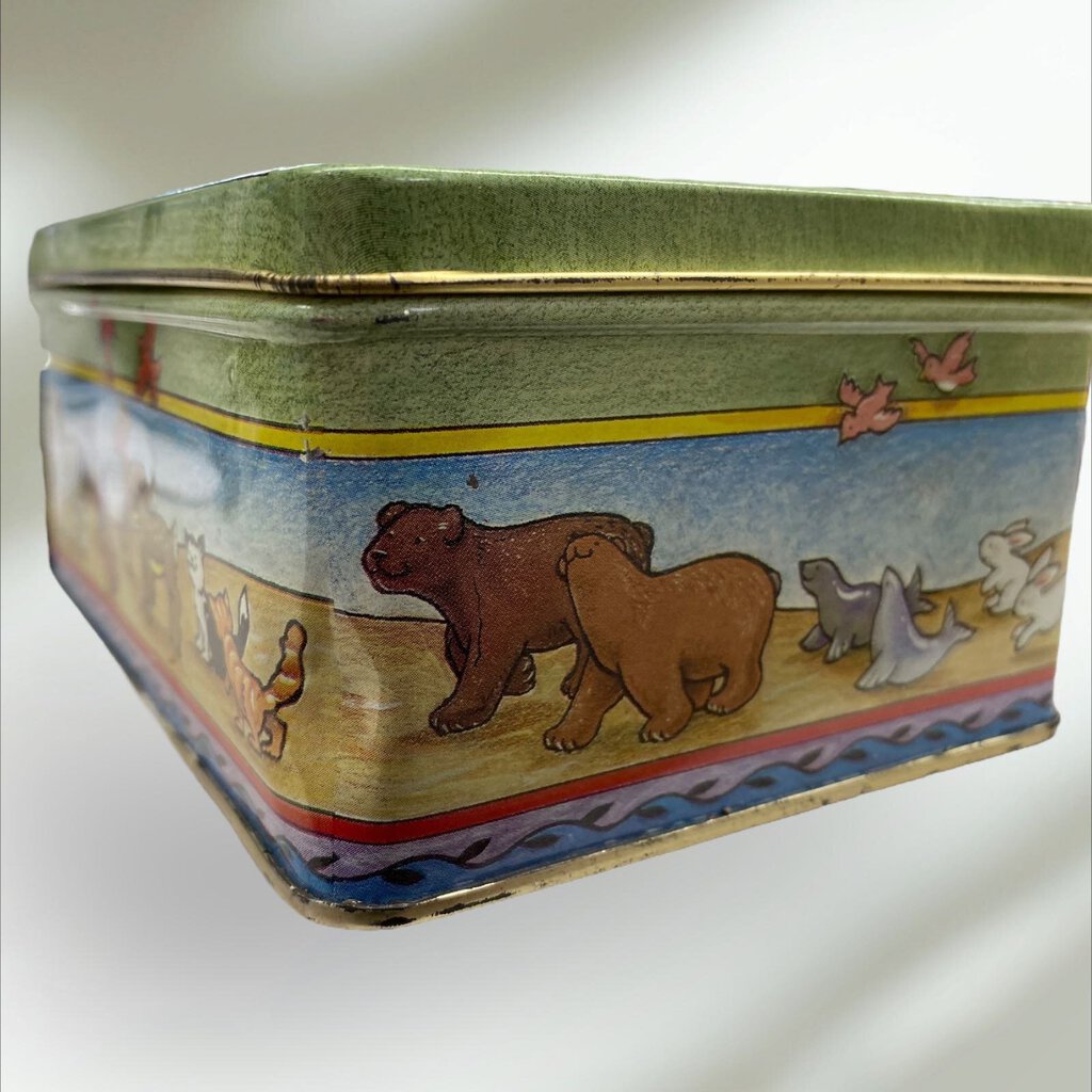 VINTAGE 1984 Mary Engelbreit Noah's Ark Tin Storage Container Box