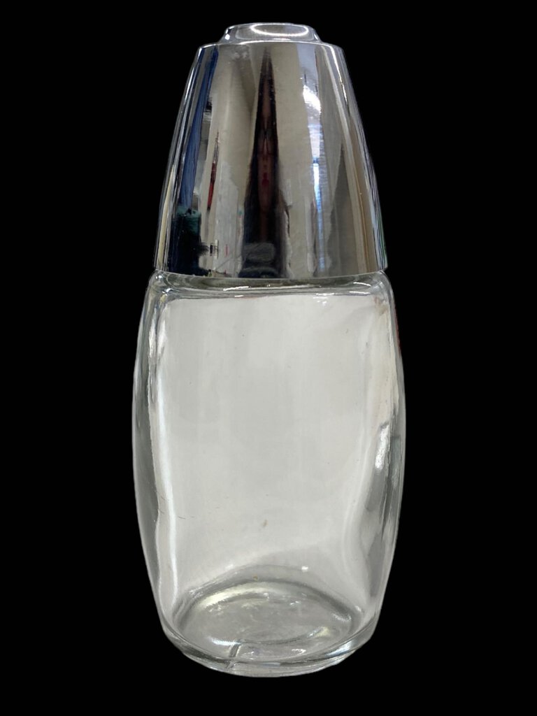 Vintage Gemco Glass Salt and Pepper Shaker with a Silver/ Cream lid