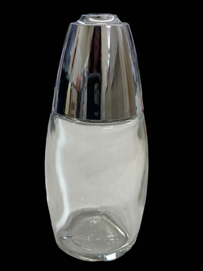 Vintage Gemco Glass Salt and Pepper Shaker with a Silver/ Cream lid
