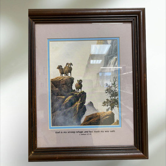 Vintage Ram Sheep Religious Text Photo Print Portrait Dicksons Seymour Indiana