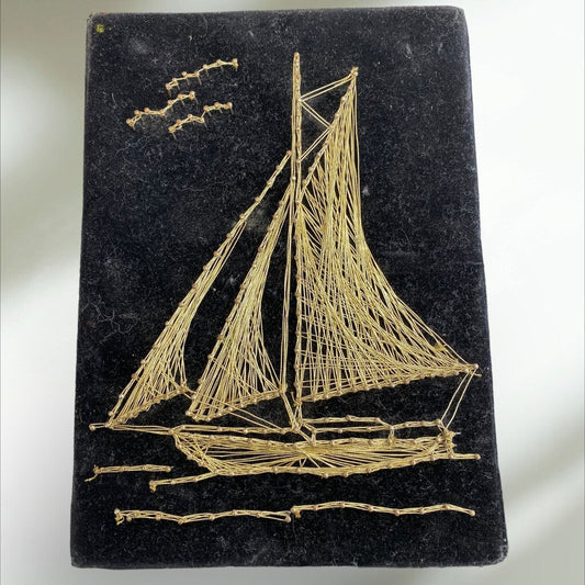 Vintage Copper Wire and Nail Art SailBoat 7"T X 5" W