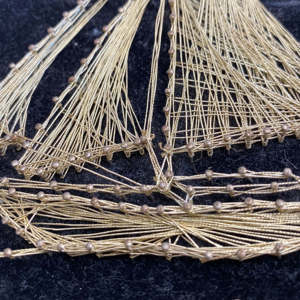 Vintage Copper Wire and Nail Art SailBoat 7"T X 5" W