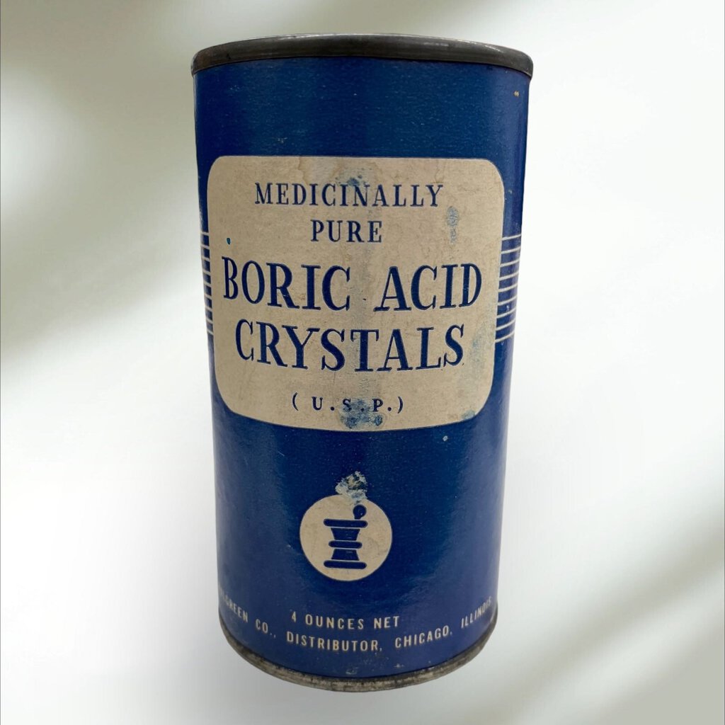 Vintage Medicically Pure Bo ric Acid Crystals Tin NOT FULL