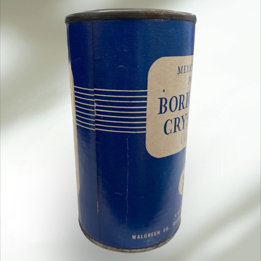 Vintage Medicically Pure Bo ric Acid Crystals Tin NOT FULL