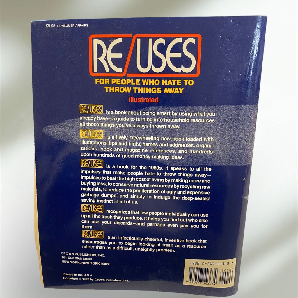 Re Uses by Caroline Jabs 1982 Paperback Recycle Reuse Book