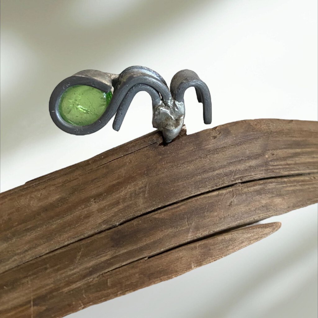 Stained Glass Butterfly and Bug on Driftwood 11" Wide 2.5" Tall