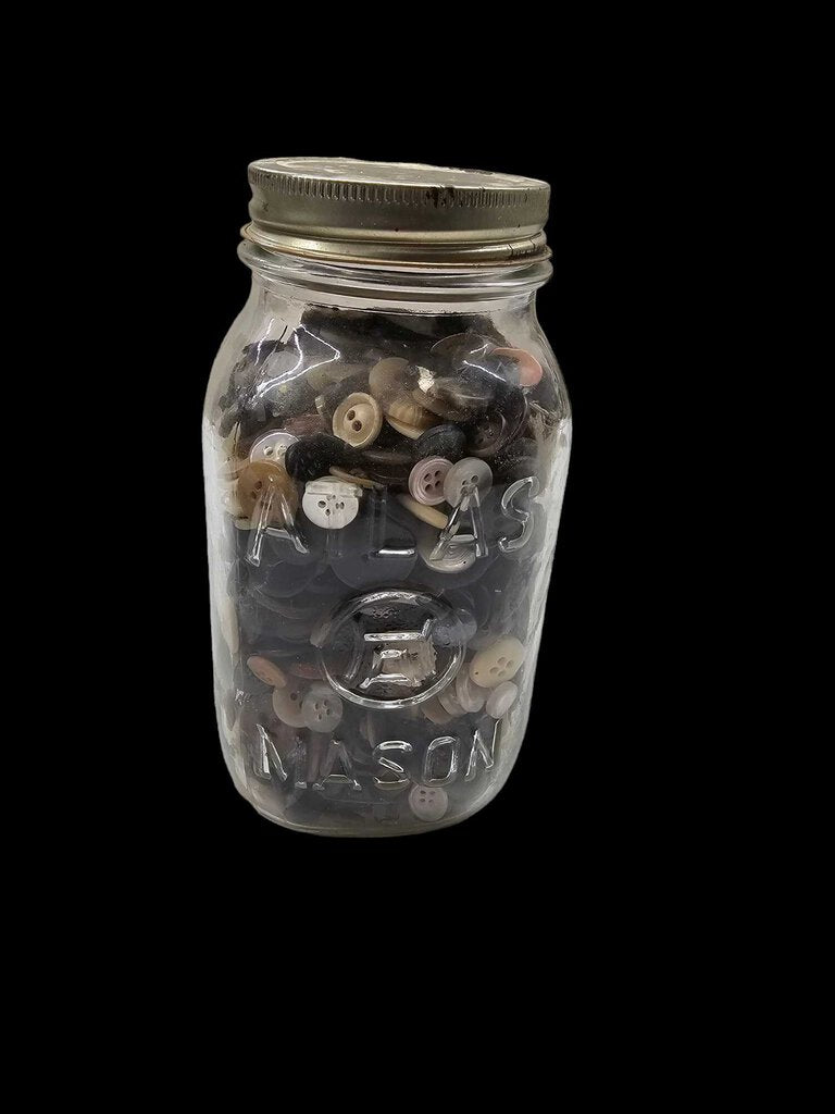 Vintage Buttons Quart Sized Atlas Canning JAR Full