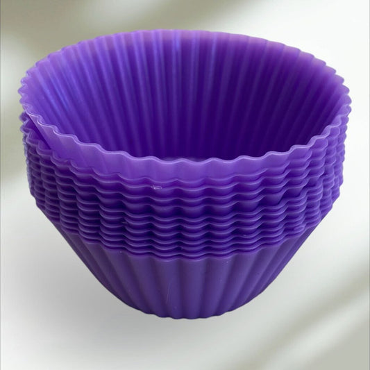 12 Silicone Cup Cake Liners Purple